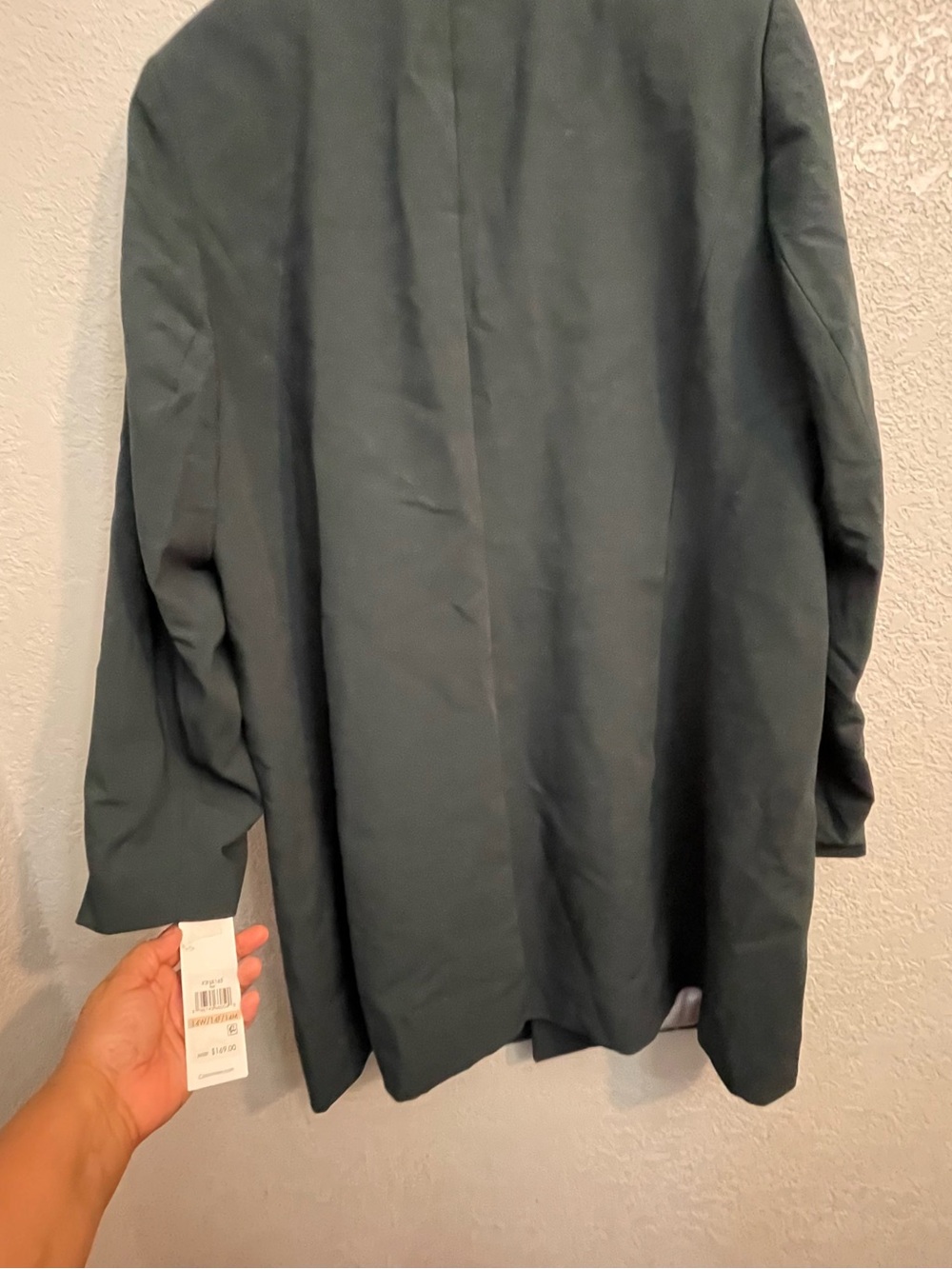 Calvin Klein Women's Dark Green Collarless Long Blazer - Picture 7 of 11